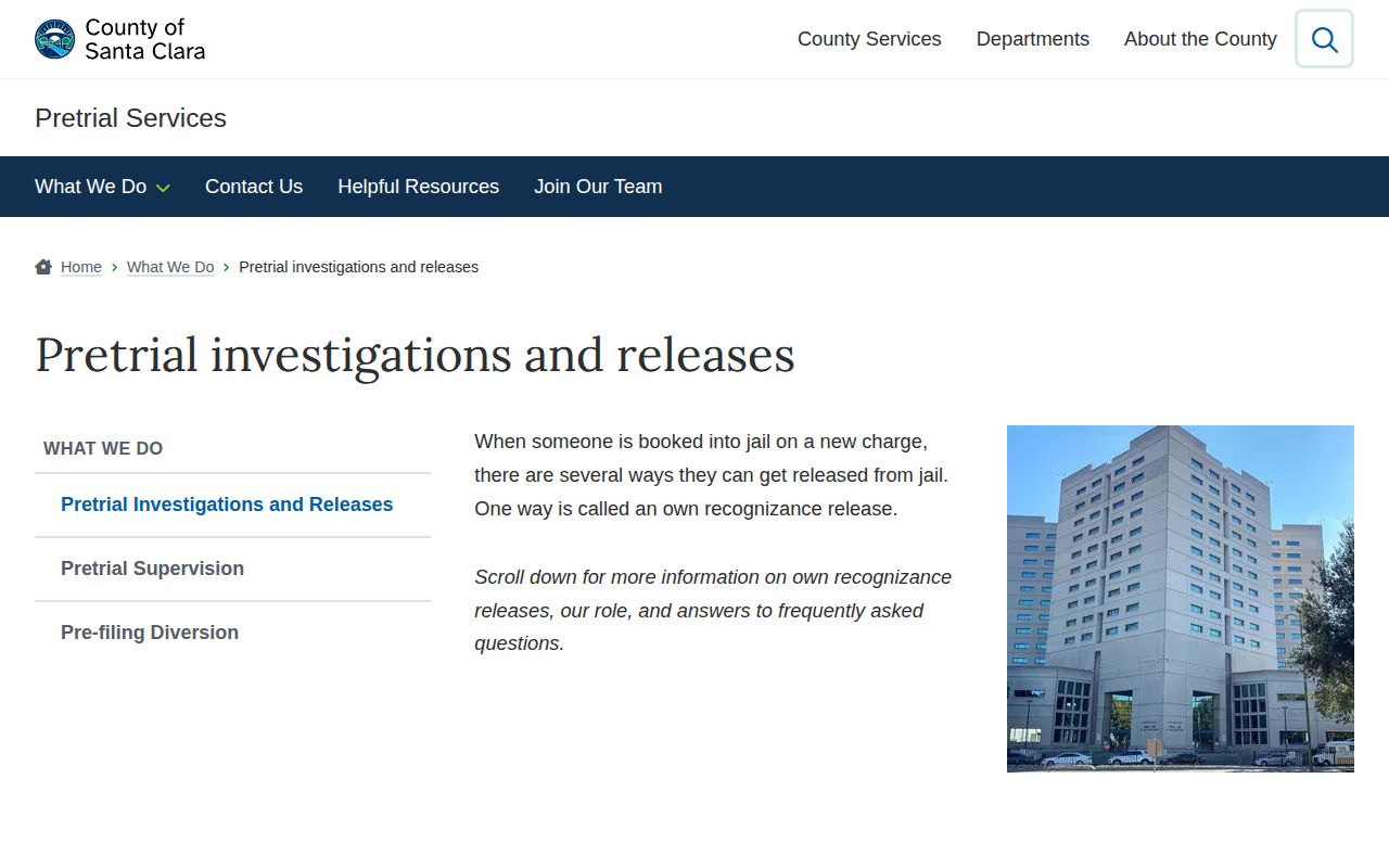 Santa Clara County pretrial release and VINE notification guidance